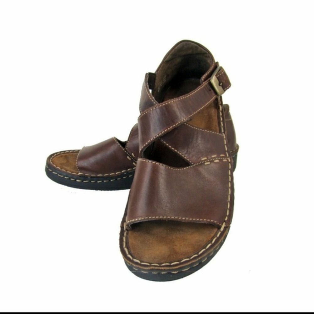 Minnetonka Brown Leather‎ Strappy Comfort Sandal